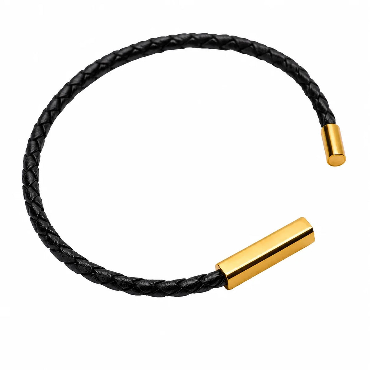 Personalized Braided Leather Bar Bracelet