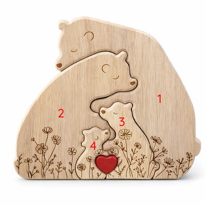 Personalized Bear Family Keepsake – Floral Heart Design