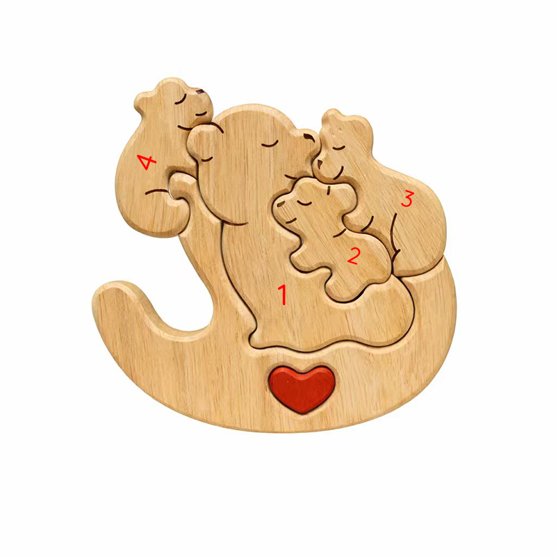 Personalized Wooden Bear Family Keepsake Ornament