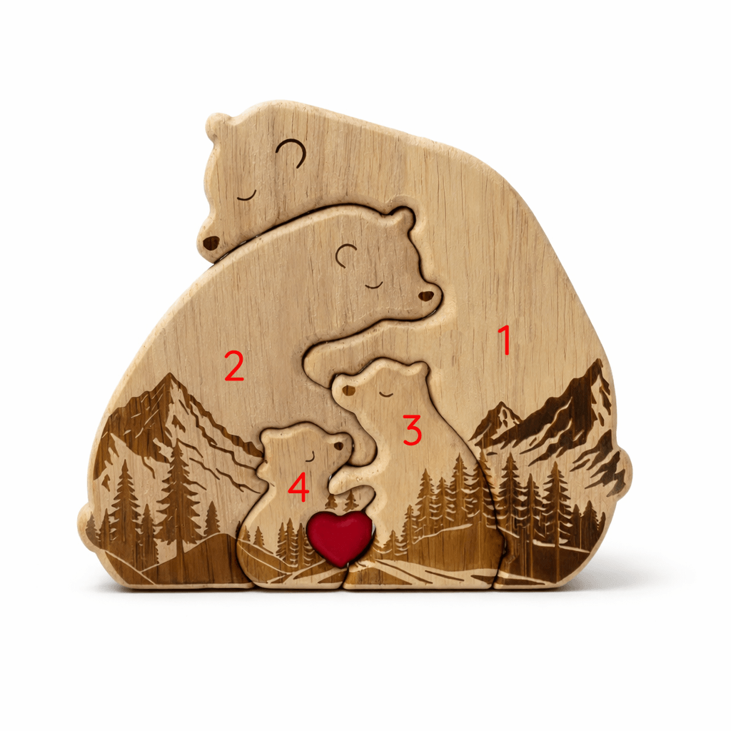 Personalized Wooden Bear Family Keepsake