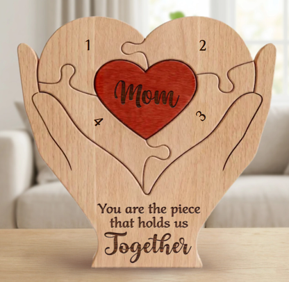 You Are the Piece That Holds Us Together - Personalized Wooden Family Decor