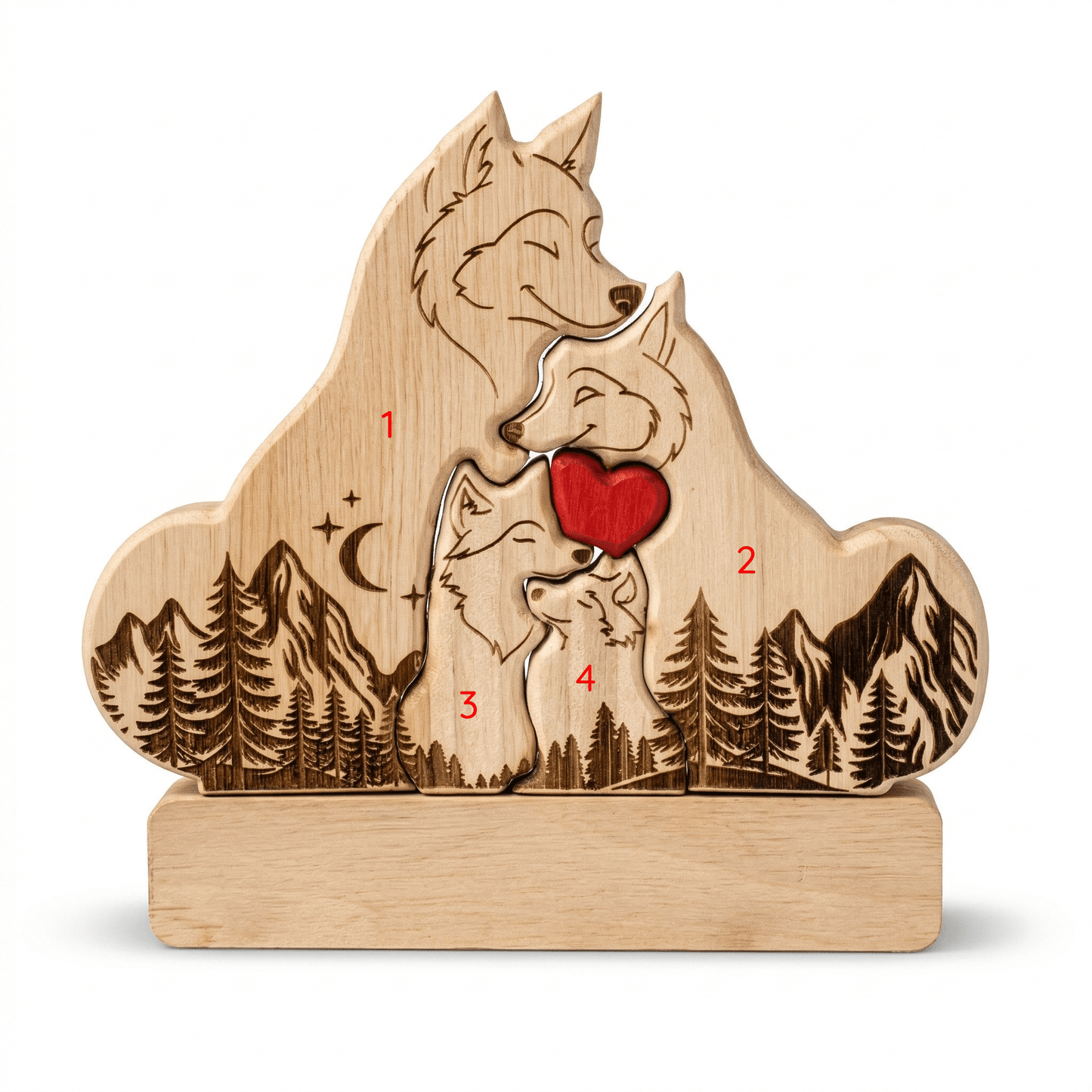 Personalized Wolf Family Wooden Plaque with Family Names
