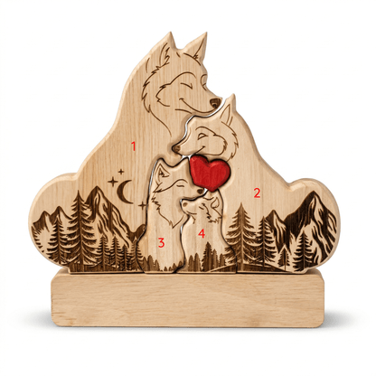 Personalized Wolf Family Wooden Plaque with Family Names