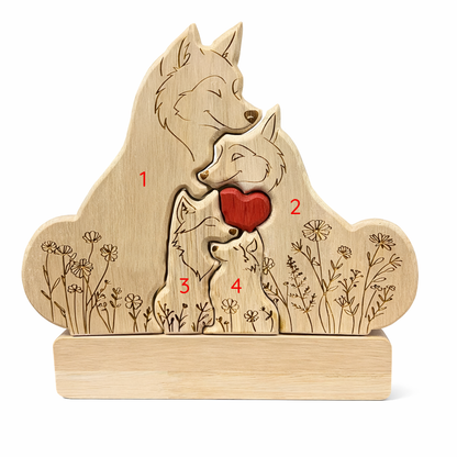 Personalized Wolf Family Wooden Plaque – Custom Names Home Decor Gift