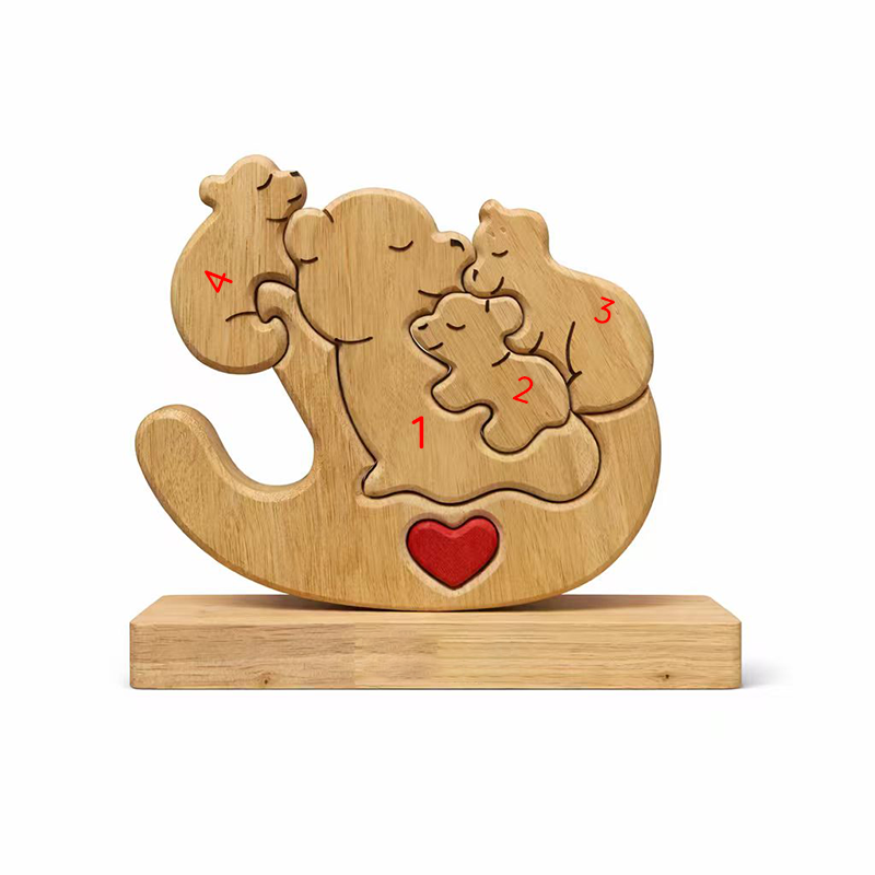 Personalized Wooden Bear Family Keepsake Ornament