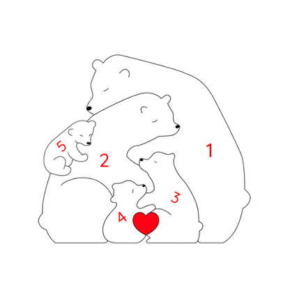 Custom Wooden Bear Family Keepsake with Engraved Names