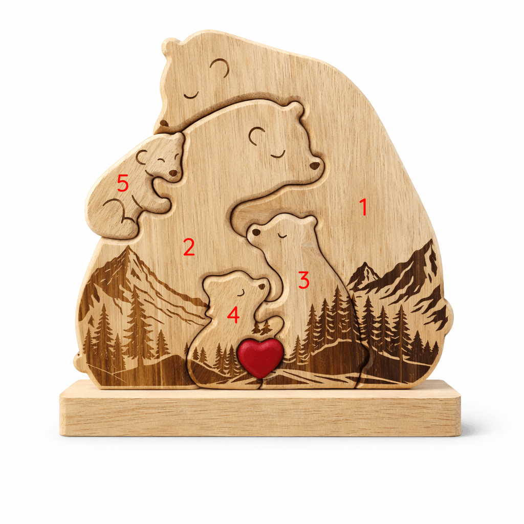 Personalized Wooden Bear Family Keepsake