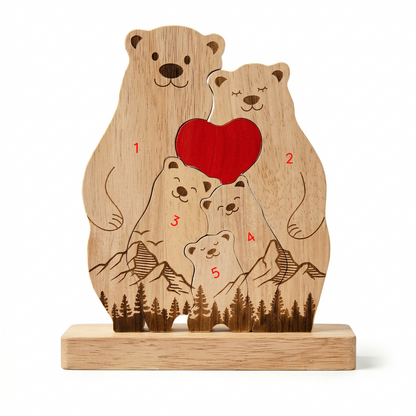 Personalized Wooden Bear Family Keepsake Ornament