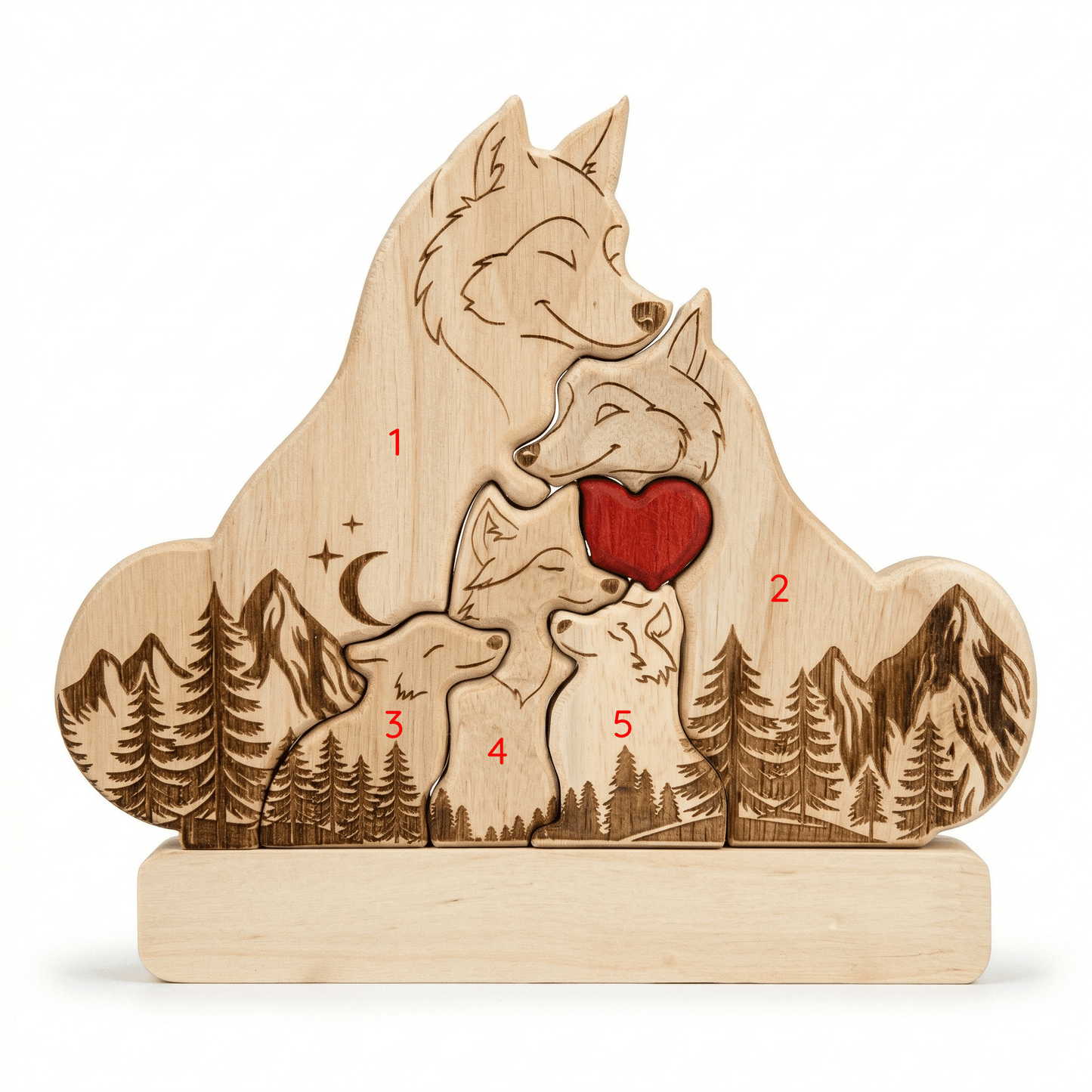 Personalized Wolf Family Wooden Plaque with Family Names