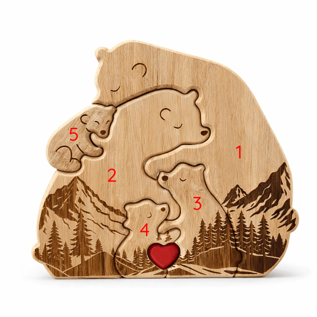 Personalized Wooden Bear Family Keepsake