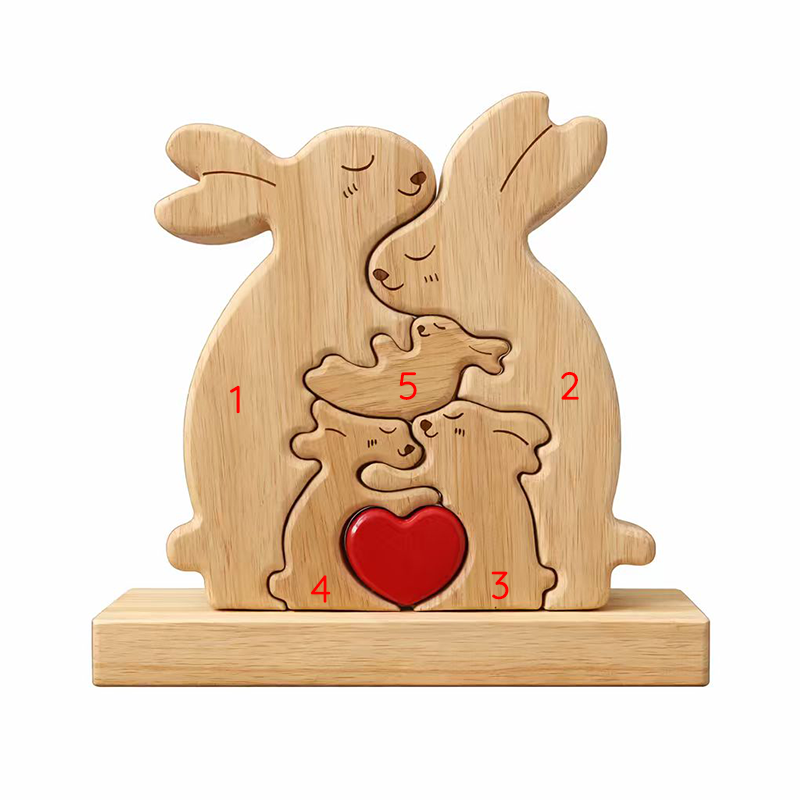 Personalized Rabbit Family Wooden Keepsake Ornament