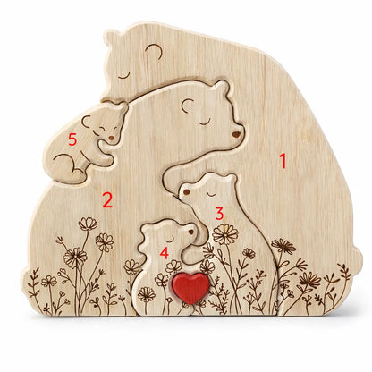 Personalized Bear Family Keepsake – Floral Heart Design