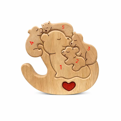 Personalized Wooden Bear Family Keepsake Ornament