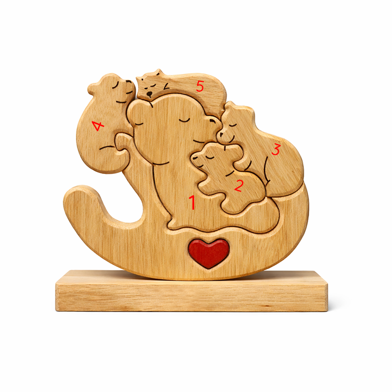 Personalized Wooden Bear Family Keepsake Ornament