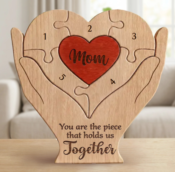 You Are the Piece That Holds Us Together - Personalized Wooden Family Decor