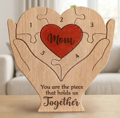 You Are the Piece That Holds Us Together - Personalized Wooden Family Decor