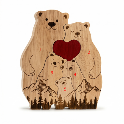 Personalized Wooden Bear Family Keepsake Ornament