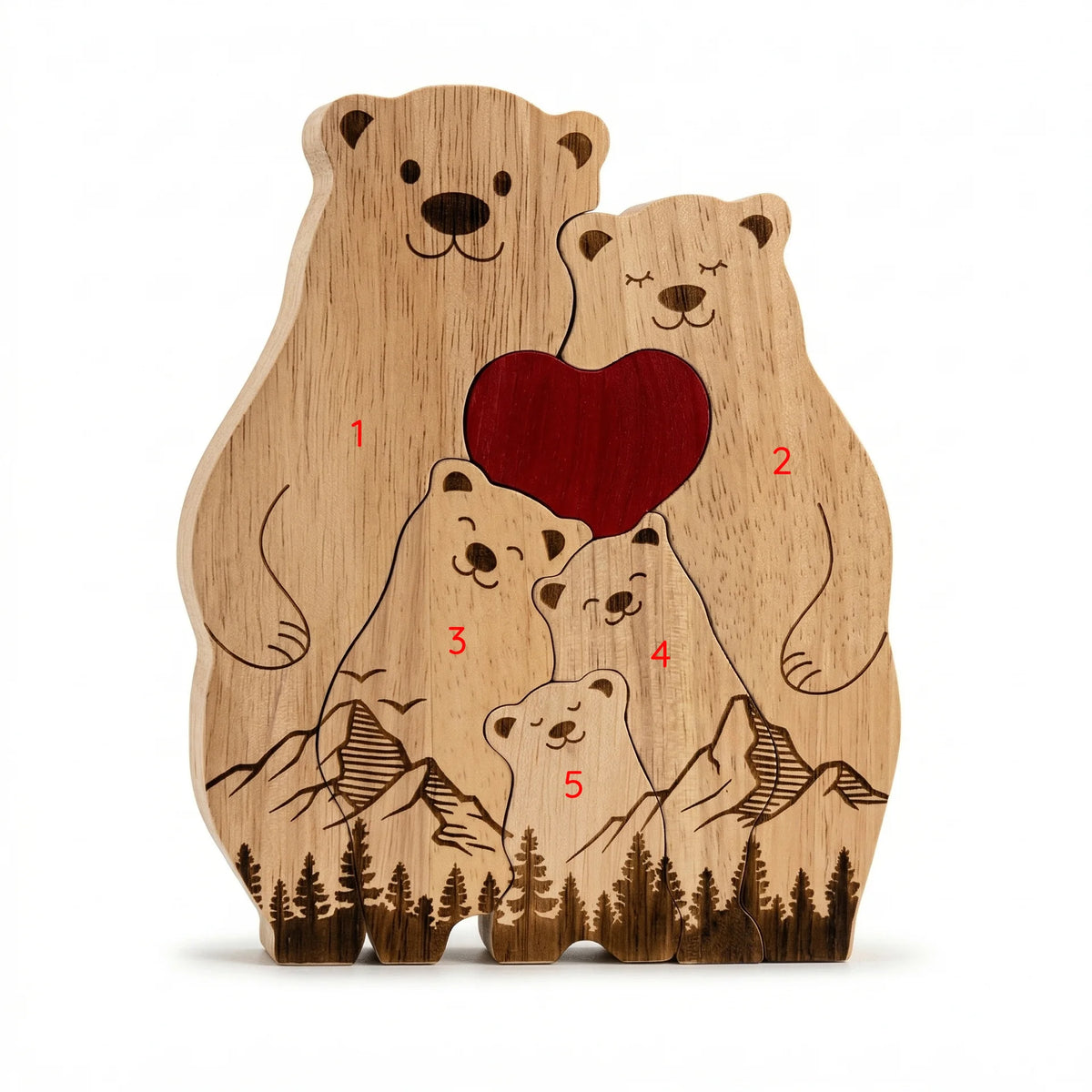 Personalized Bear Family Puzzle – Heart Hug Design