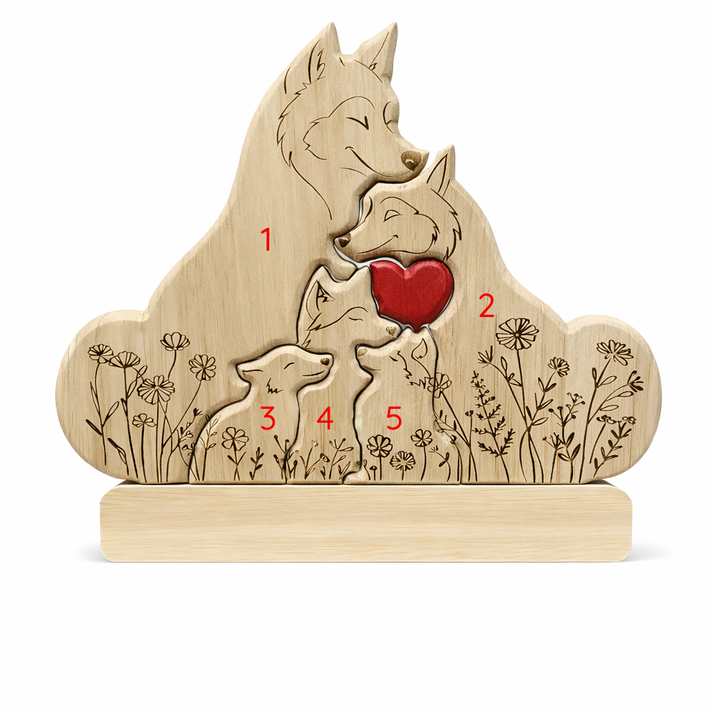 Personalized Wolf Family Wooden Plaque – Custom Names Home Decor Gift