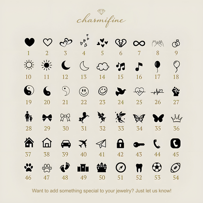 Engraving symbols collection for personalized jewelry customization by Charmifine.
