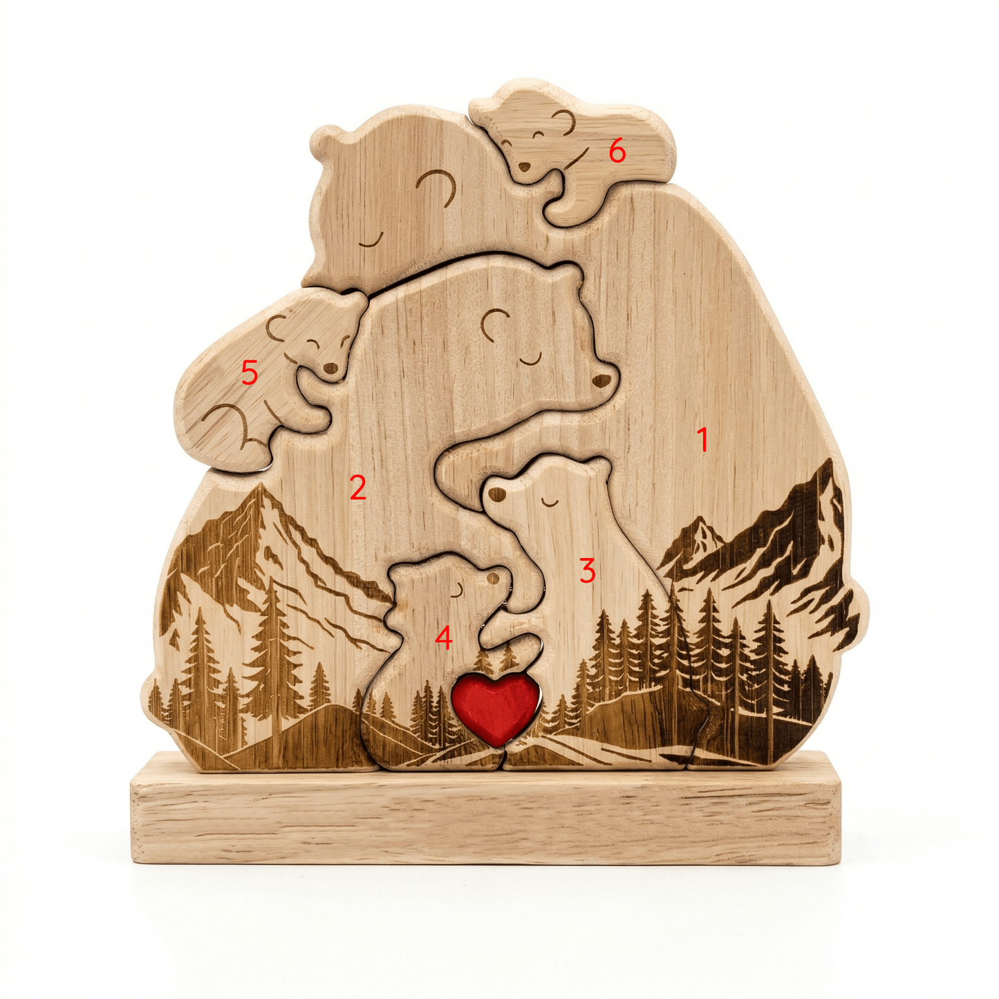 Personalized Wooden Bear Family Keepsake