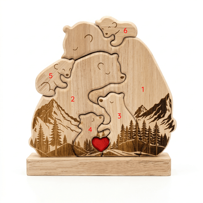 Personalized Wooden Bear Family Keepsake