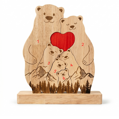 Personalized Wooden Bear Family Keepsake Ornament