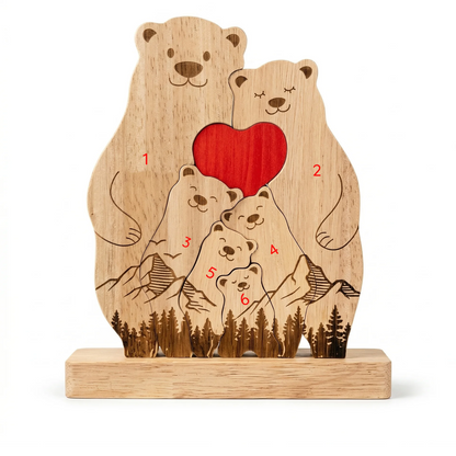 Personalized Bear Family Puzzle – Heart Hug Design