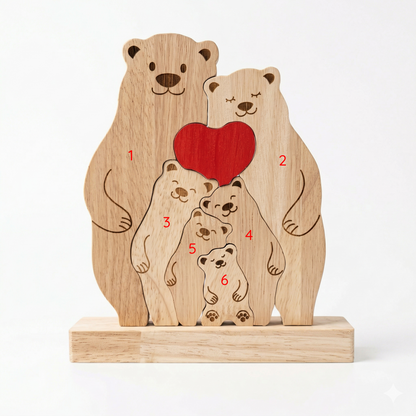 Custom Bear Family Wood Ornament – Personalized Name Keepsake