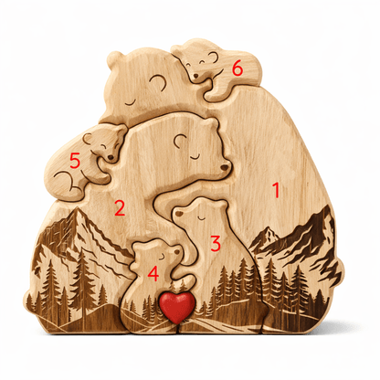 Personalized Wooden Bear Family Keepsake