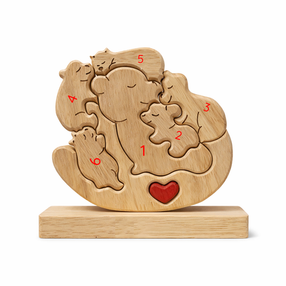 Personalized Wooden Bear Family Keepsake Ornament
