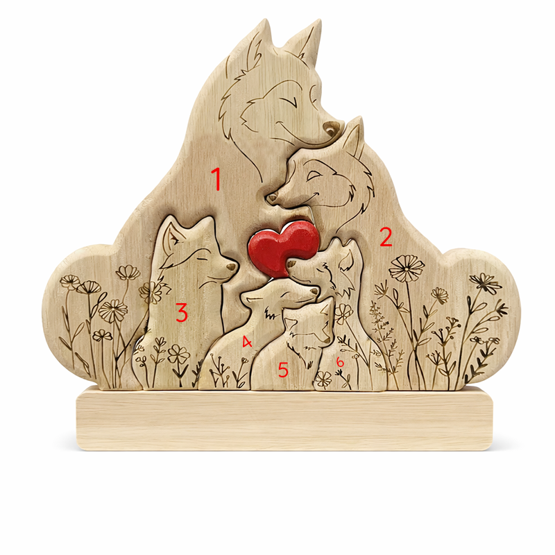 Personalized Wolf Family Wooden Plaque – Custom Names Home Decor Gift
