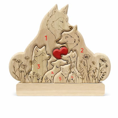 Personalized Wolf Family Wooden Plaque – Custom Names Home Decor Gift