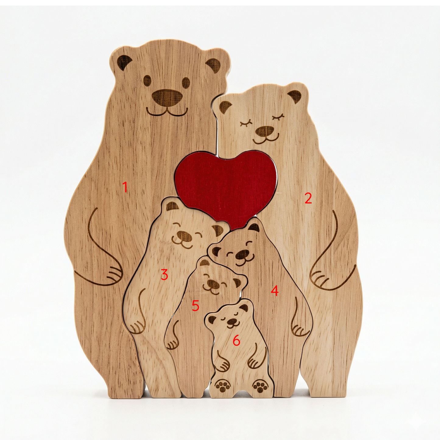 Custom Bear Family Wood Ornament – Personalized Name Keepsake