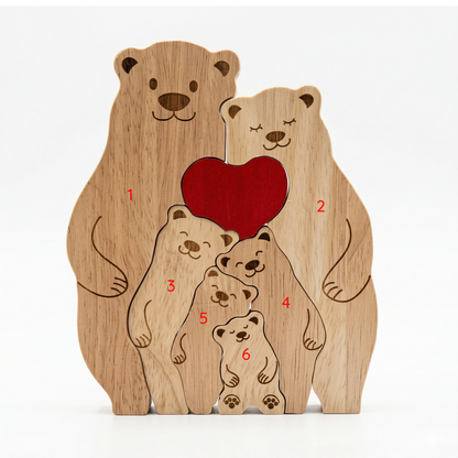 Custom Bear Family Wood Ornament – Personalized Name Keepsake