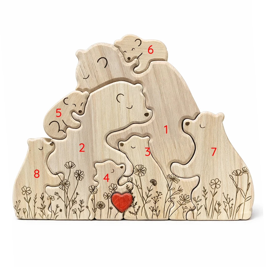 Personalized Bear Family Keepsake – Floral Heart Design