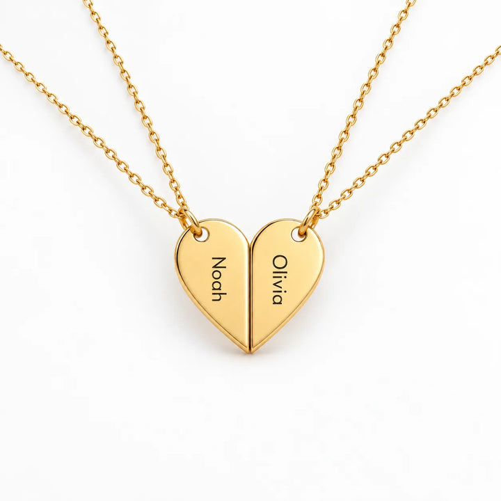 Personalized Mother & Daughter Split Heart Necklace