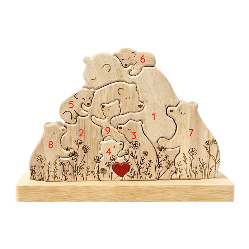 Personalized Bear Family Keepsake – Floral Heart Design