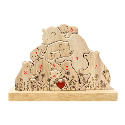 Personalized Bear Family Keepsake – Floral Heart Design
