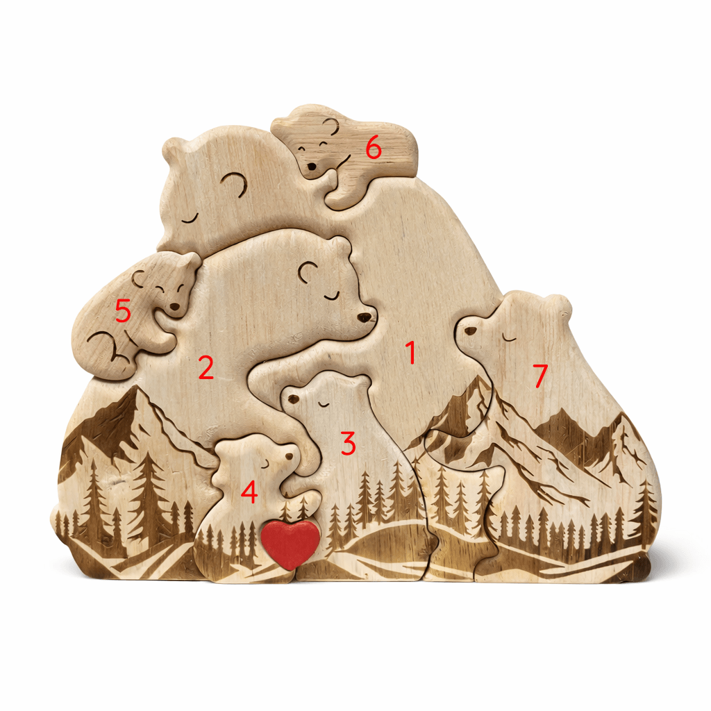 Personalized Wooden Bear Family Keepsake