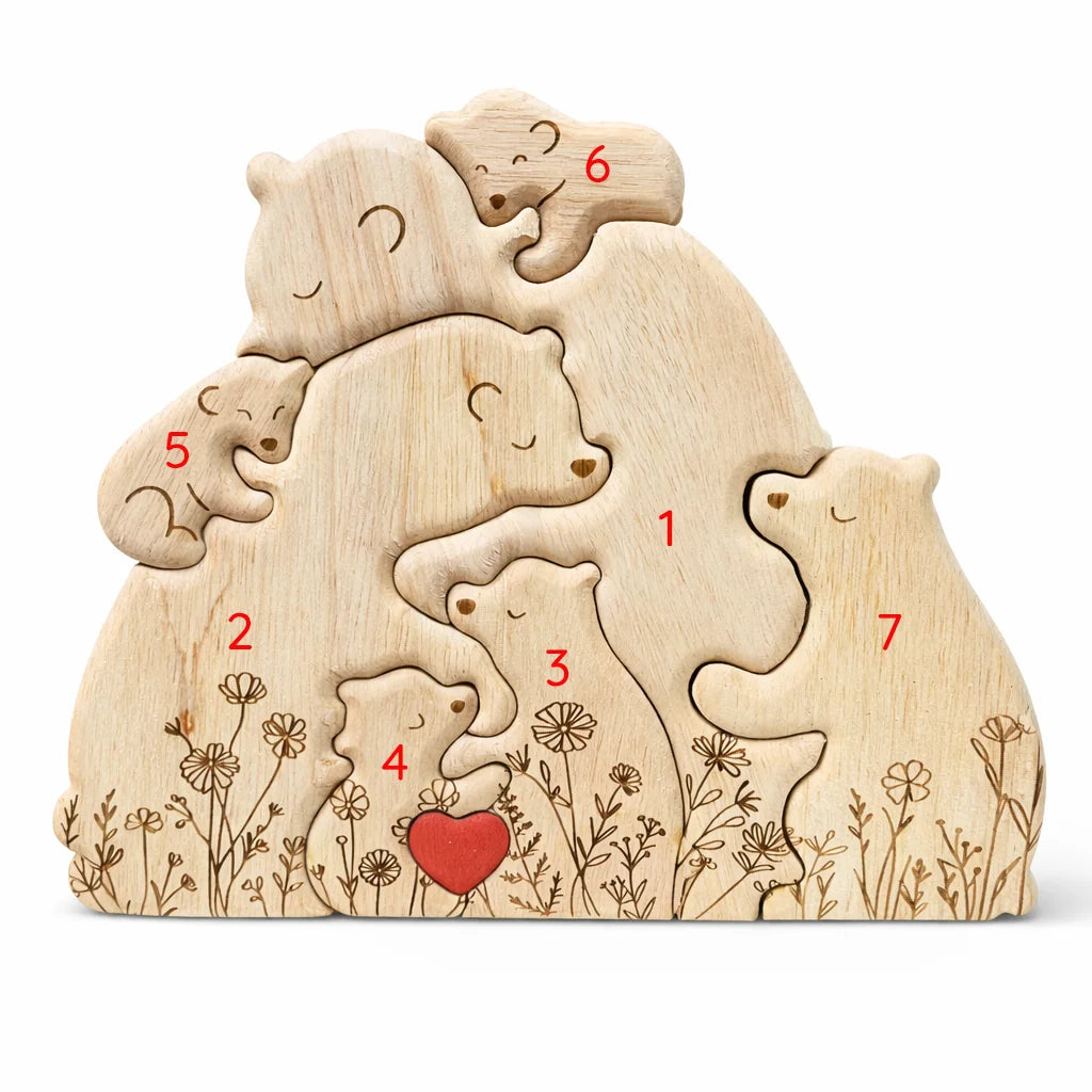 Personalized Bear Family Keepsake – Floral Heart Design