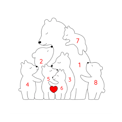Custom Wooden Bear Family Keepsake with Engraved Names