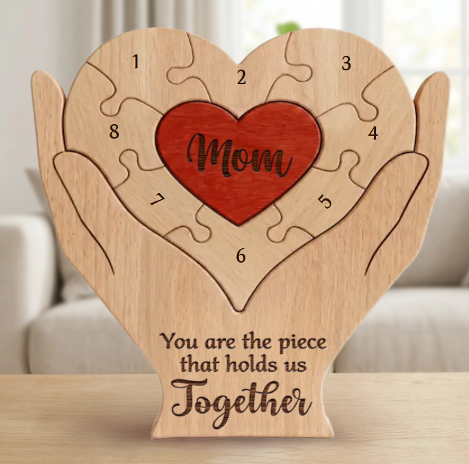 You Are the Piece That Holds Us Together - Personalized Wooden Family Decor