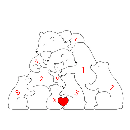 Custom Wooden Bear Family Keepsake with Engraved Names