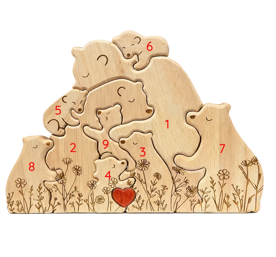 Personalized Bear Family Keepsake – Floral Heart Design