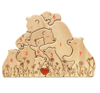 Personalized Bear Family Keepsake – Floral Heart Design