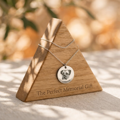 Custom Pet Face Necklace – Engraved Name Memorial Jewelry for Dog & Cat Lovers
