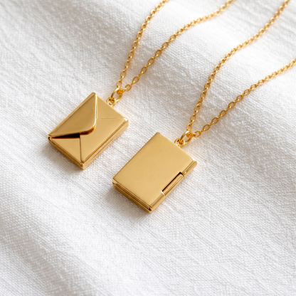Personalized Envelope Necklace – Secret Message Locket Necklace, Custom Engraved Love Letter Pendant 💌