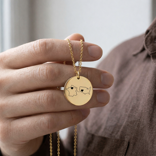 Distance Makes the Heart Grow Fonder – Personalized Two-Map Necklace