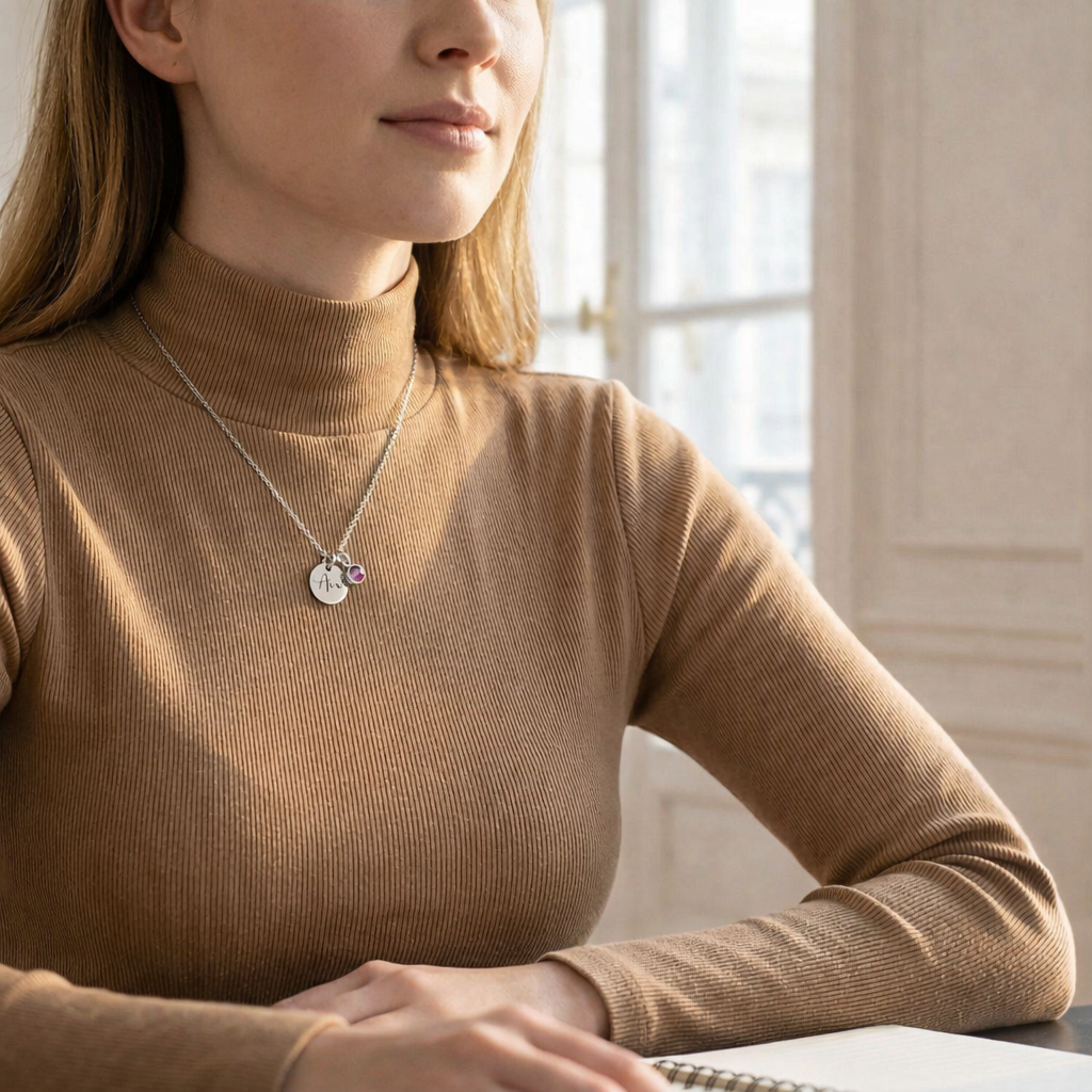 Personalized Name & Birthstone Mom Necklace, Custom Engraved